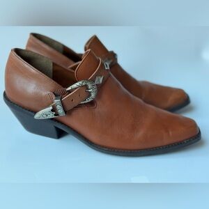 Dingo Western Leather Buckle Heeled Shoes – Brown, Size 9M (Made in Brazil)